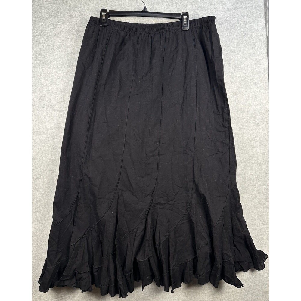St. John's Bay Women's Black Maxi Skirt Elastic Waist Size 1X WhimsyGoth Boho
